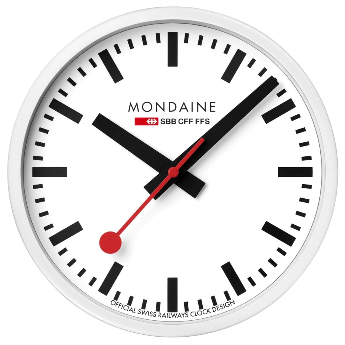 【新作カラー・新品】MONDAINE 掛け時計 25cmホワイト Mondaine Wall Clock - 25cm White Frame & White Dial